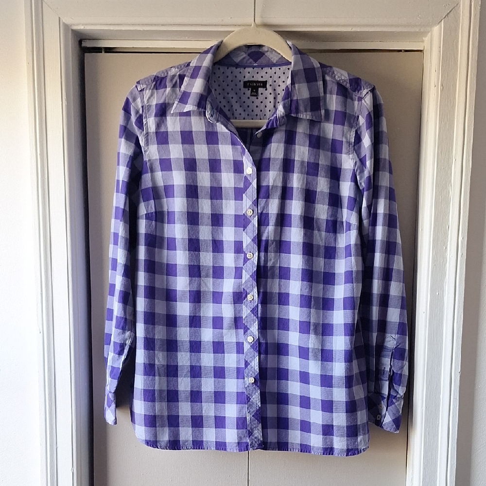 Talbots Blue and White Checkered Shirt